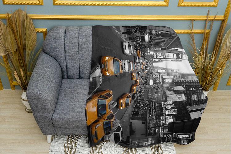 Плед PromoZP Нью-Йорк плюш однослойный 135х150 см Черно-белый (102402-3)