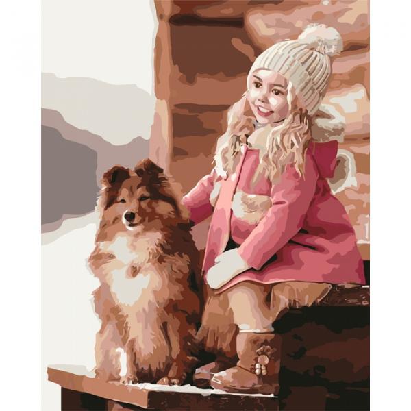 Картина за номерами Ідейка Люди Вірні друзі 40х50 см у термопакеті (КНО2342-mt)