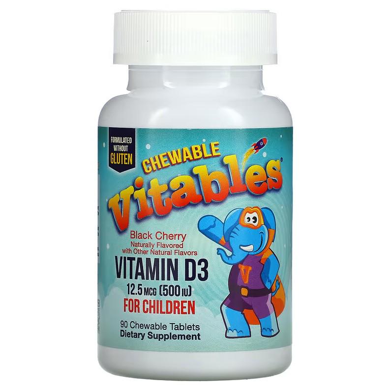 Витамины Vitables Vitamin D3 Chewable for Children Black Cherry 12,5 мкг 500 IU 90 жевательных таблеток