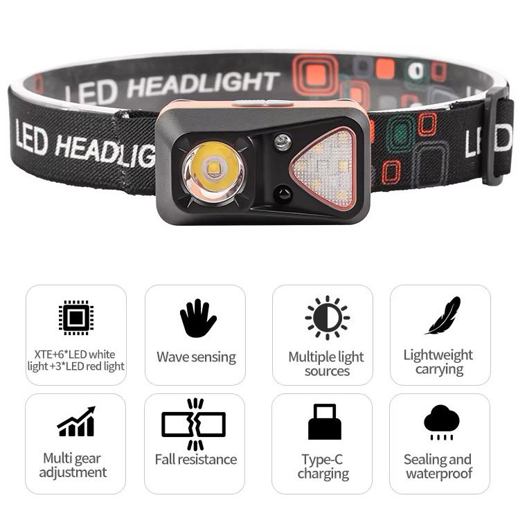 Ліхтар налобний W-18-XPG+6SMD white/red Motion Sensor 1x14500 - фото 4 Ліхтар налобний W-18-XPG+6SMD white/red Motion Sensor 1x14500 - фото 4