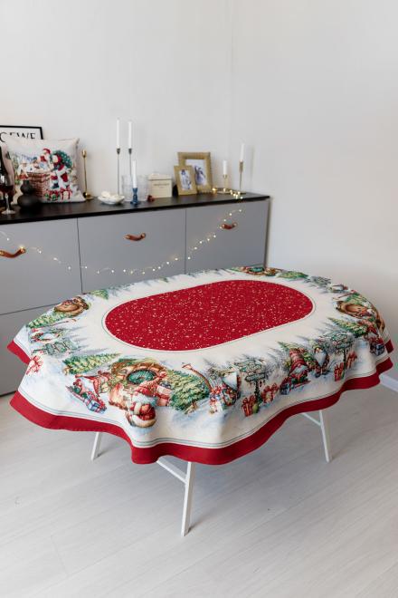 Скатерть гобеленовая с люрексом Прованс Рождественский костер 135х240 см (37414)