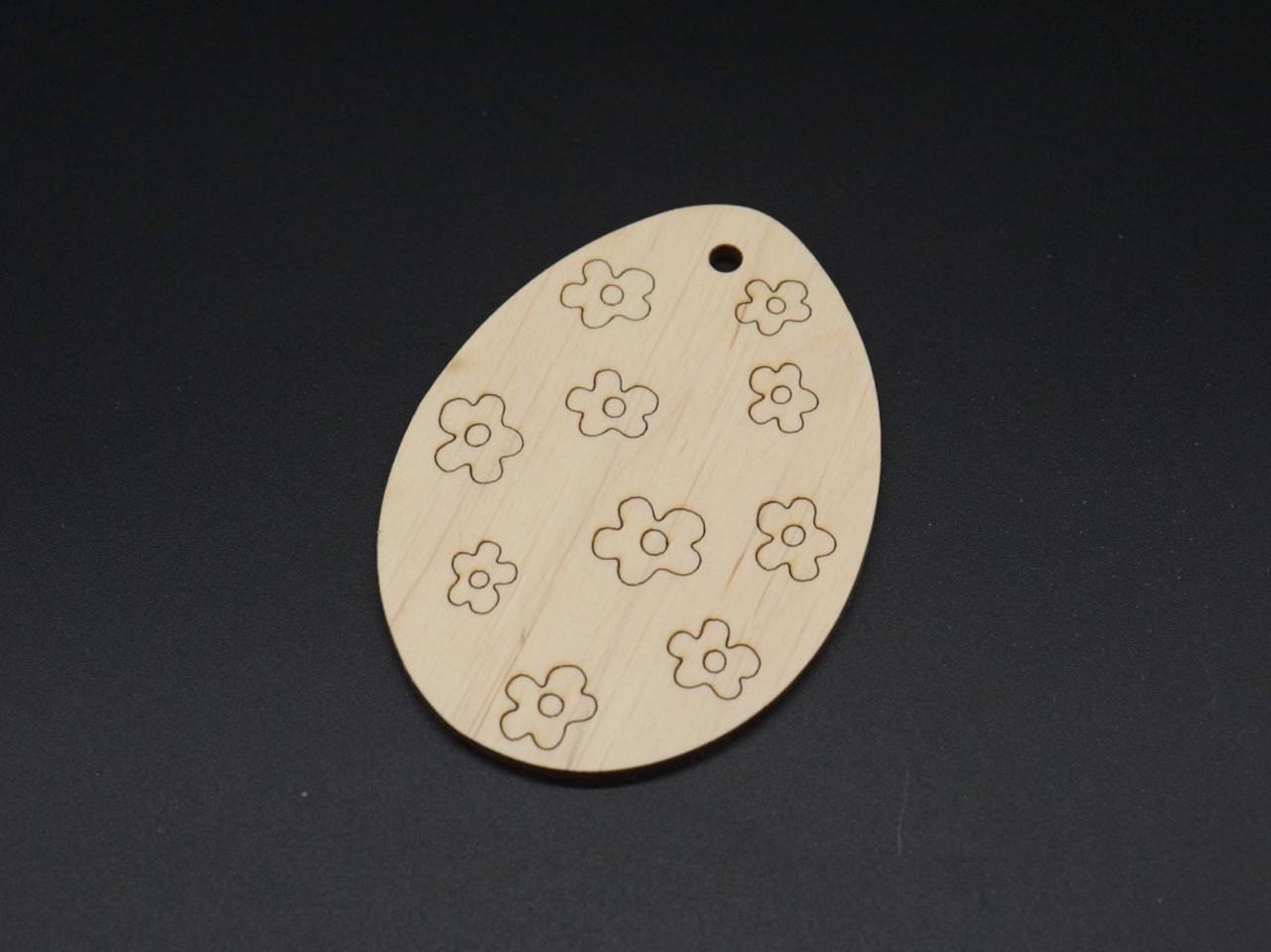 Заготівка дерев'яна з фанери підвіска Великоднє яйце квіточки 90х65 мм 1 шт. (657544409)