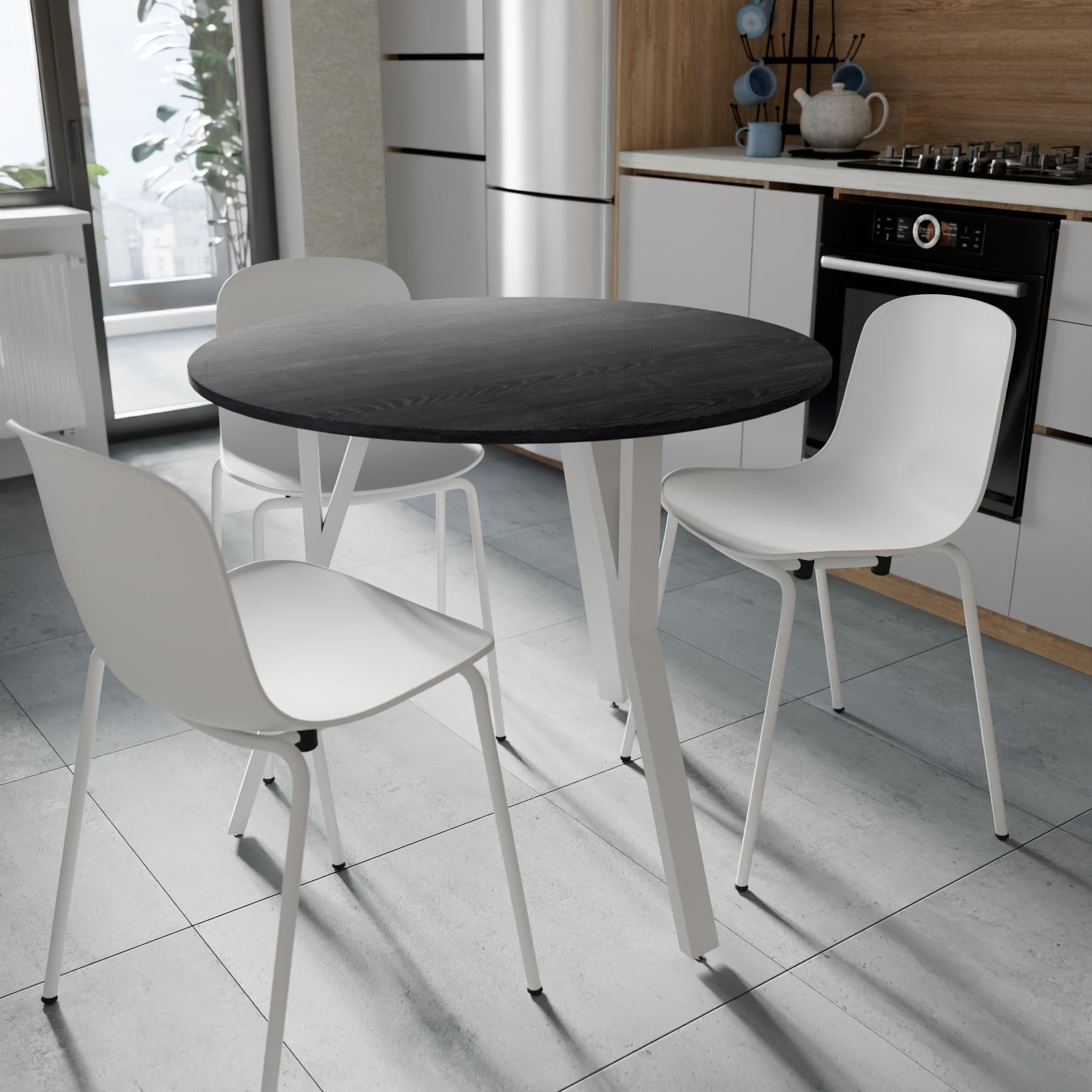 Обідній стіл круглий Ferrum-decor MARSI 3 870-3 метал/ДСП 16 мм 750x870x870 мм Білий/Каштан Арвадонна (FRD-107519)