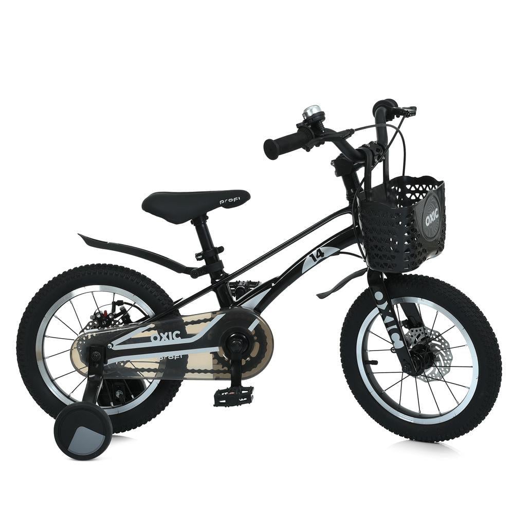 Дитячий велосипед PROF1 Oxic 14" магнієвий з кошиком Чорний