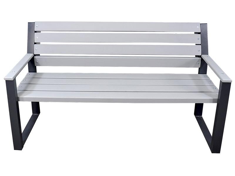 Скамья садовая со спинкой Kompred Валерио OL657/6 брус 1500x600x915 мм Графитовый/Серый