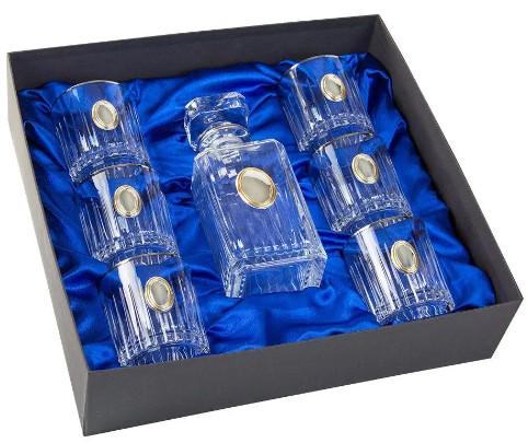 Набор для виски Гармония Boss Crystal графин/6 бокалов платина/серебро/золото 7 предметов (196-0006)