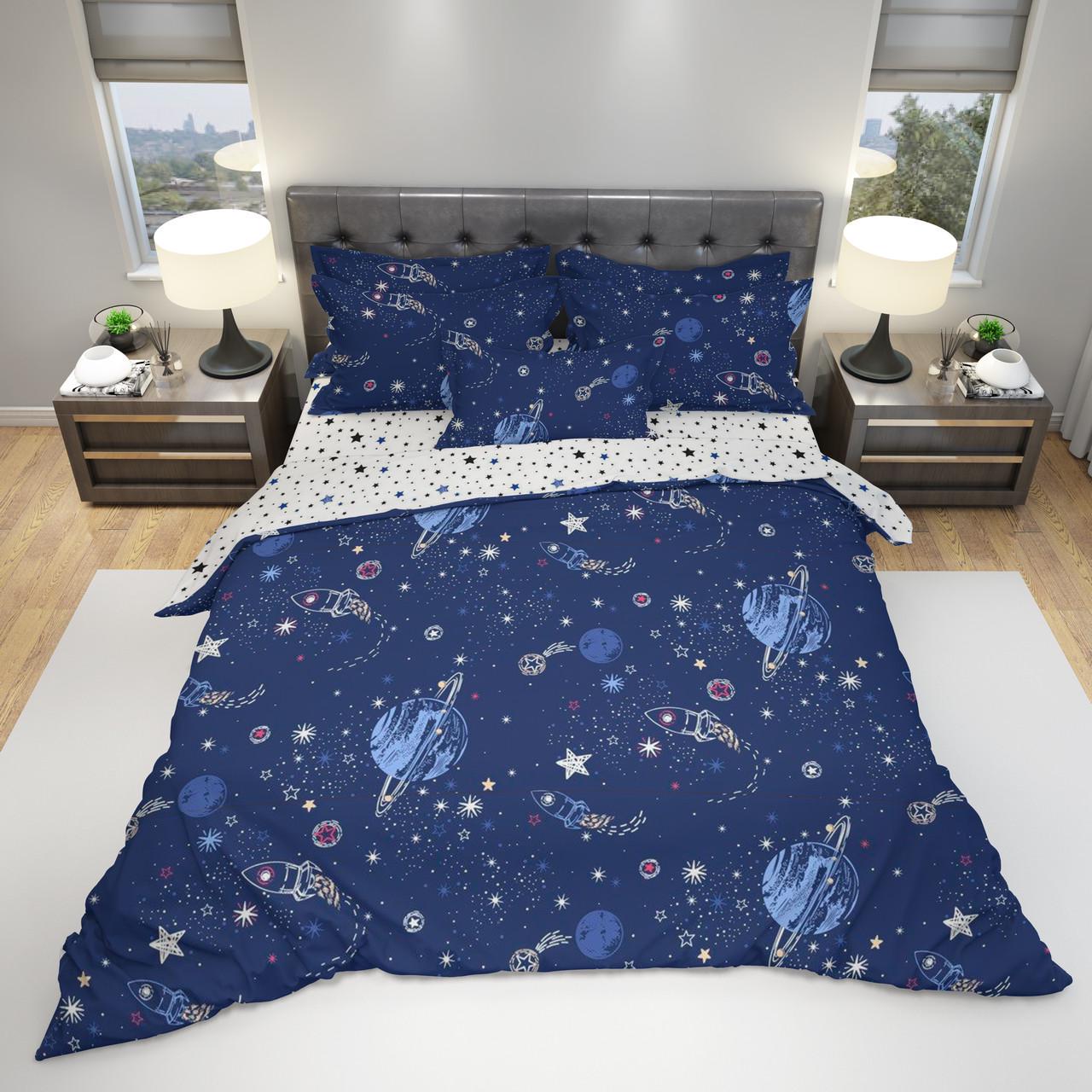 Комплект постельного белья Космос евро бязь Gold 200x215 см