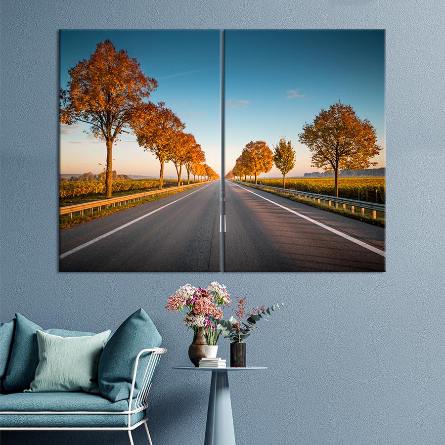 Картина природа Деревья вдоль шоссе 71x51 см (A1122-2)