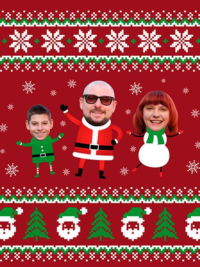 Плед плюшевый Семейное Рождество однослойный 135х150 см Красный (114611)