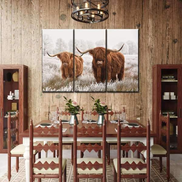Модульная картина KIL Art Дикие яки из трех частей 128x81 см (M3_L_98)