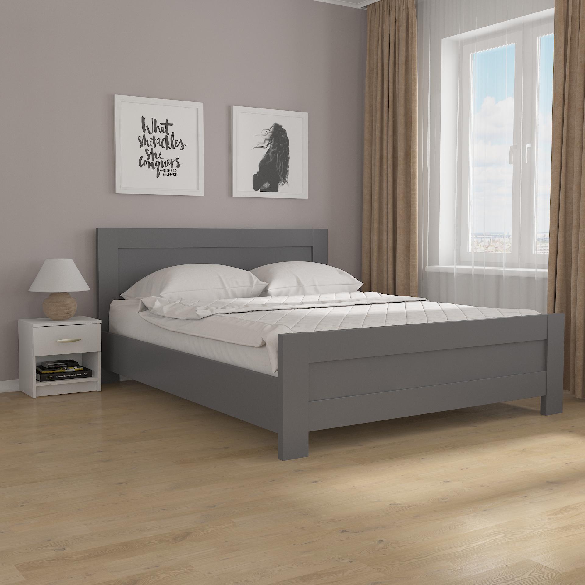 Кровать двуспальная id-M19 1657x930x2076 мм Антрацит (24143850)