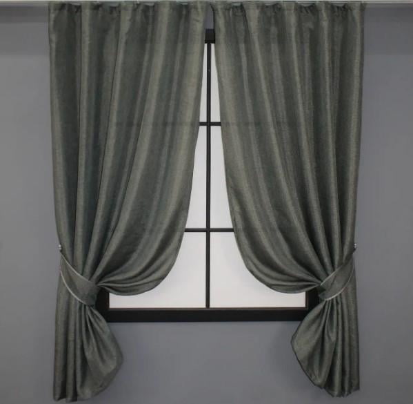 Комплект коротких штор лен/мешковина 1,3х1,7 м 2 шт. Серый (1282ш) Комплект коротких штор лен/мешковина 1,3х1,7 м 2 шт. Серый (1282ш)