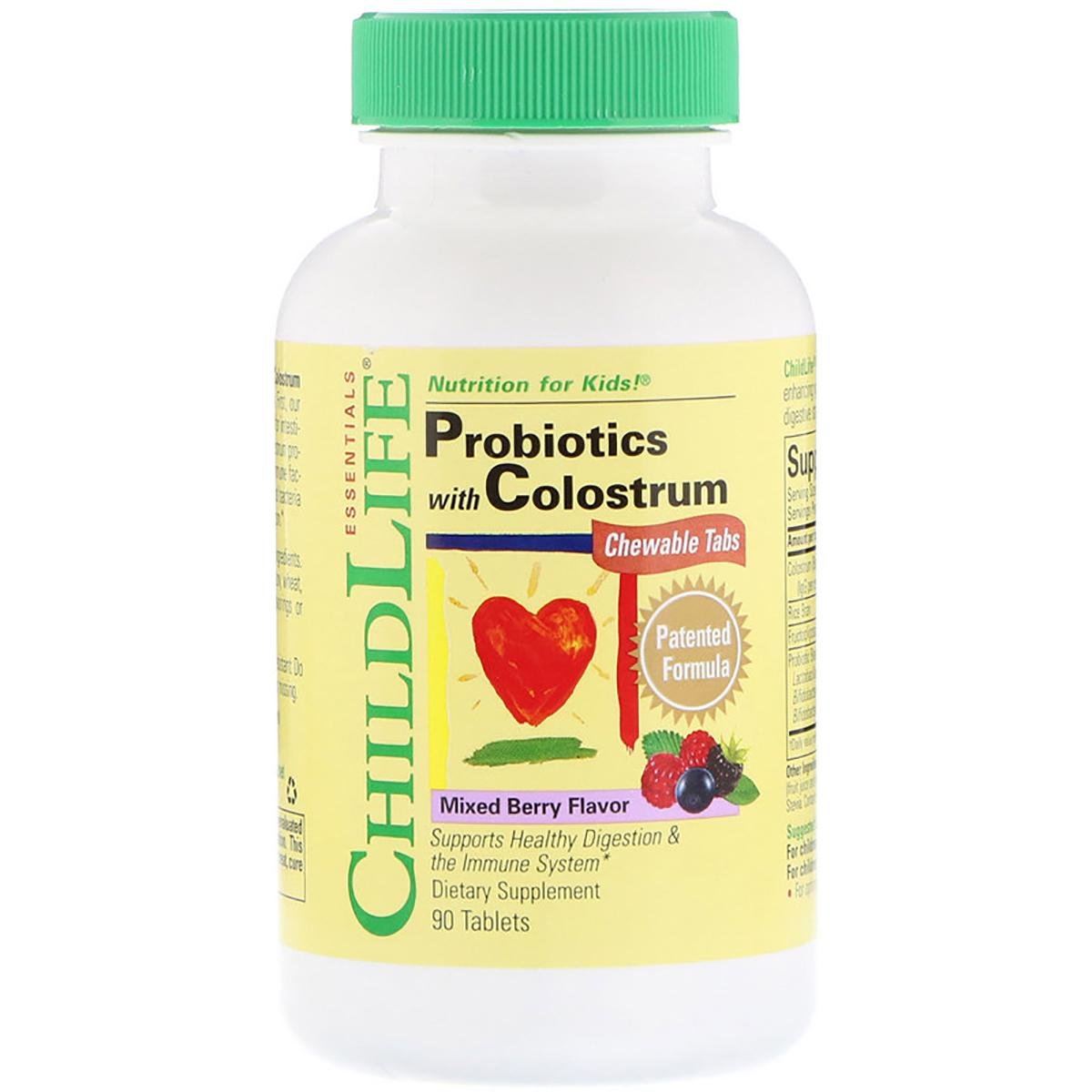 Пробиотик для детей Probiotics with Colostrum ChildLife с молозивом вкус ягод 90 жевательных таблеток (CDL11100)