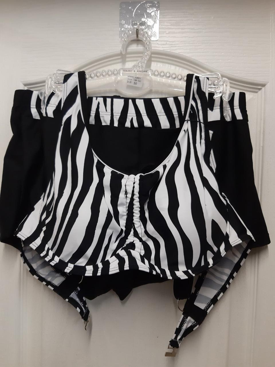 Купальник жіночий роздільний FABO Y2021k з принтом м'яка чашка з високими шортами р. 52 Чорний (Y2021) - фото 2