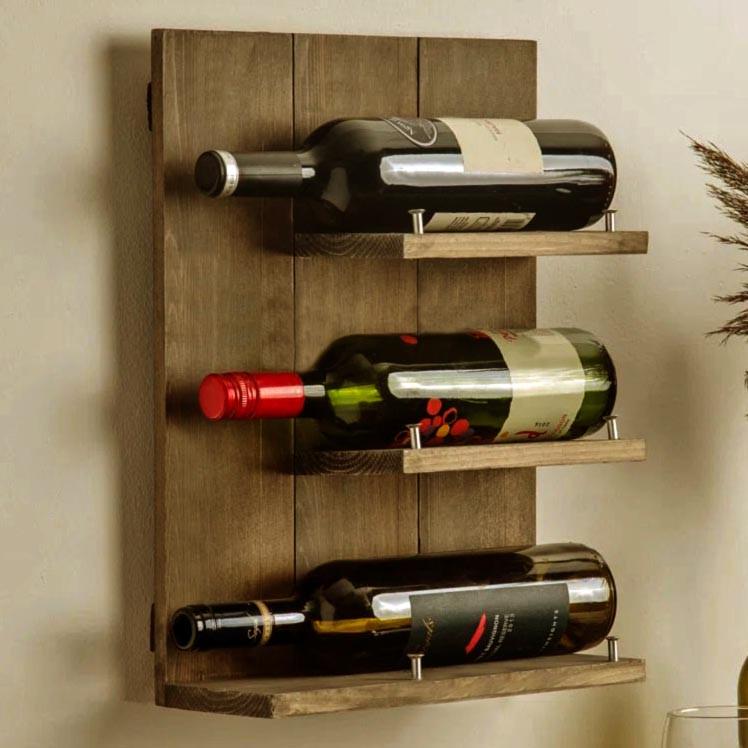 Полка для вина настенная из дерева Мориока Палисандр (ПНК-001602)