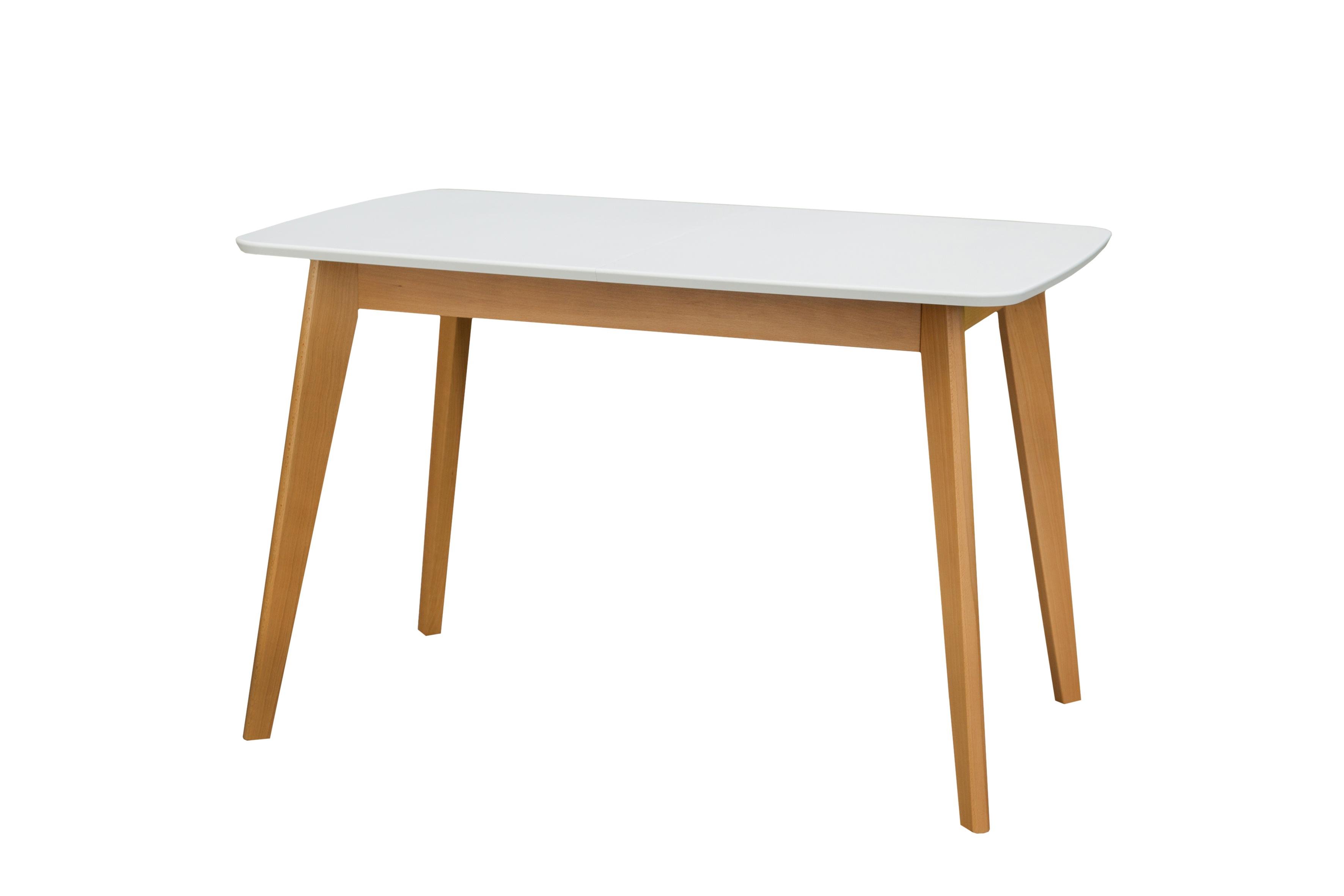 Стол обеденный прямоугольный раскладной Мікс Меблі Модерн МДФ/дерево 75х120+40 см Белый/Бук шпонированный (45459)