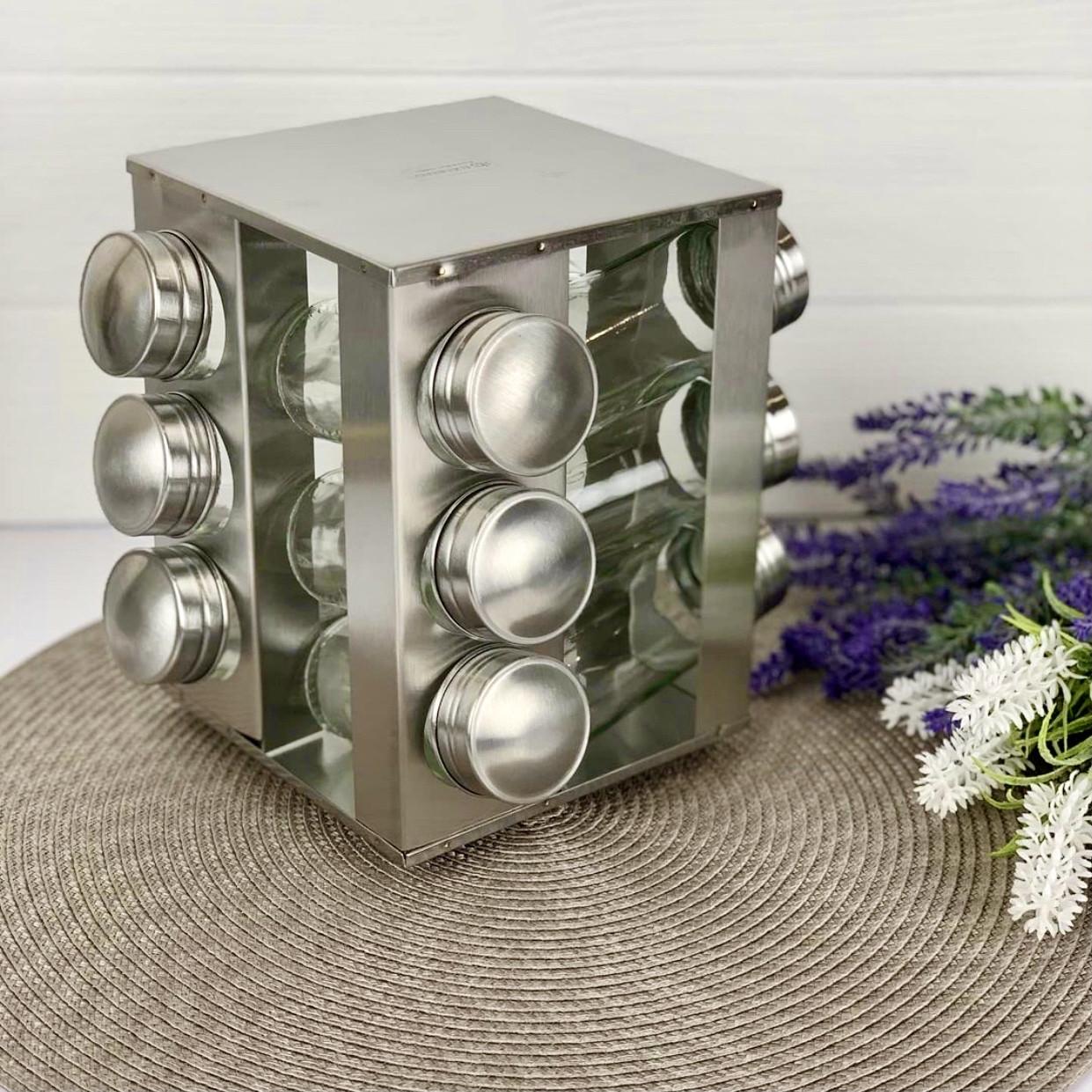 Набор для специй на подставке Edenberg EB-4026 12 емкостей из нержавеющей стали Квадратный (2530557660) - фото 2 Набор для специй на подставке Edenberg EB-4026 12 емкостей из нержавеющей стали Квадратный (2530557660) - фото 2