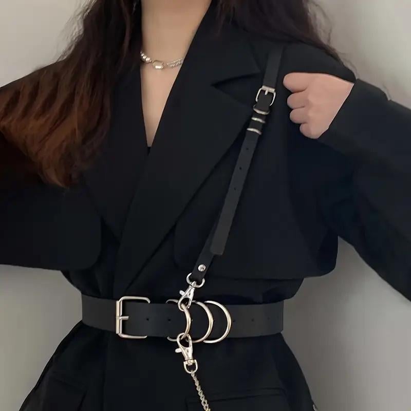 Портупея жіноча LET’S RESIN з ланцюгом довжина 95 см ширина 4 см Чорний - фото 2 Портупея жіноча LET’S RESIN з ланцюгом довжина 95 см ширина 4 см Чорний - фото 2