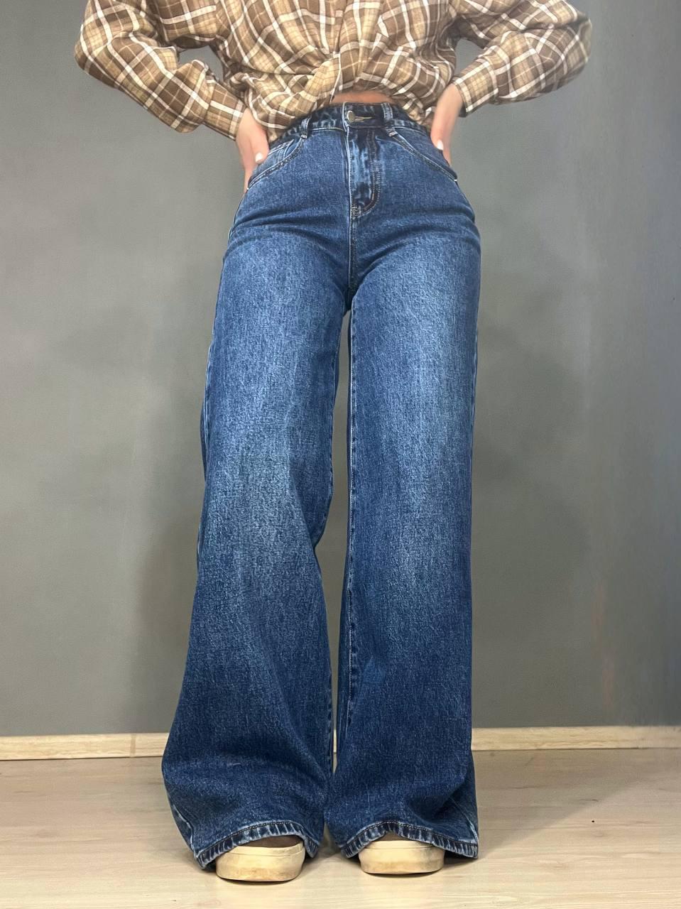 Джинсы женские LDM 0138 Palazzo Jeans свободные широкие от бедра высокая талия р. 28 Синий (3495)