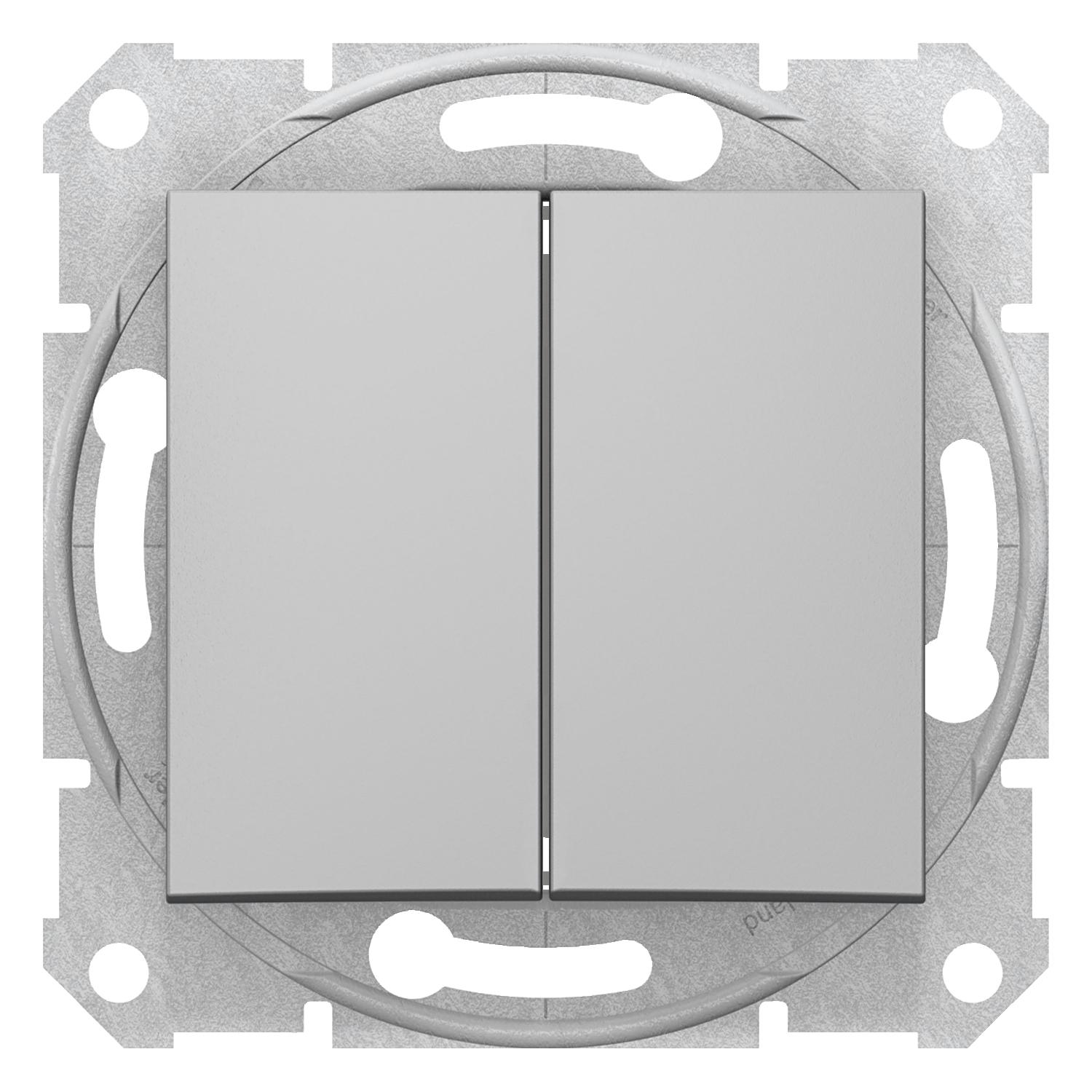 Вимикач Schneider Electric 2кл прохідний алюмiнiй (SDN0600160)