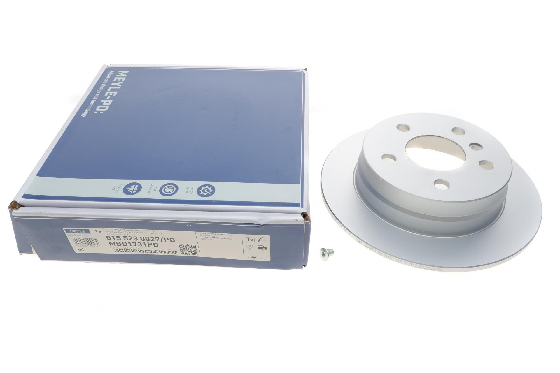 Диск тормозной задний Meyle для Mercedes A-class W169/B W245 04-12 258х8 мм (015 523 0027/PD)