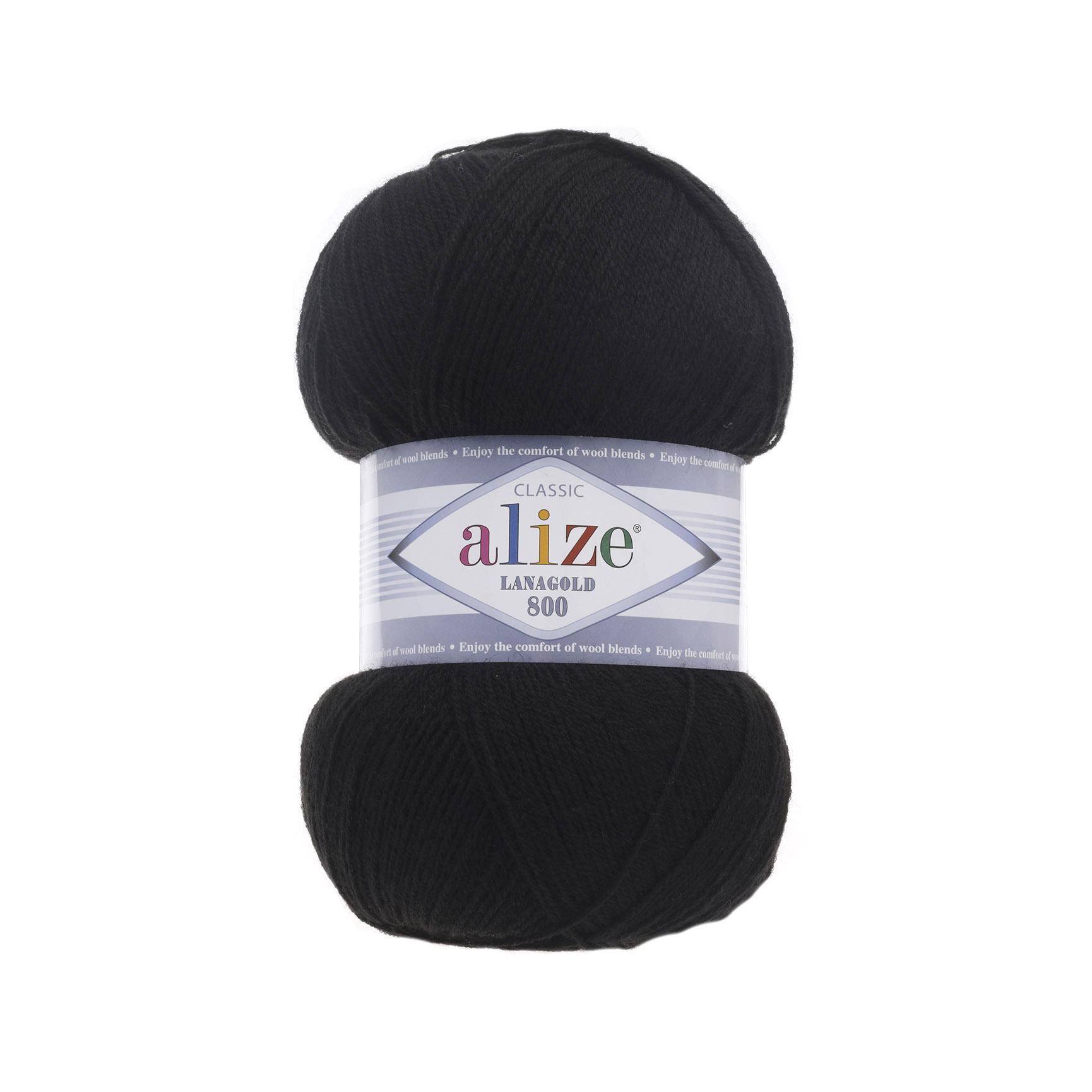 Пряжа Alize Lanagold 800 60 Черный