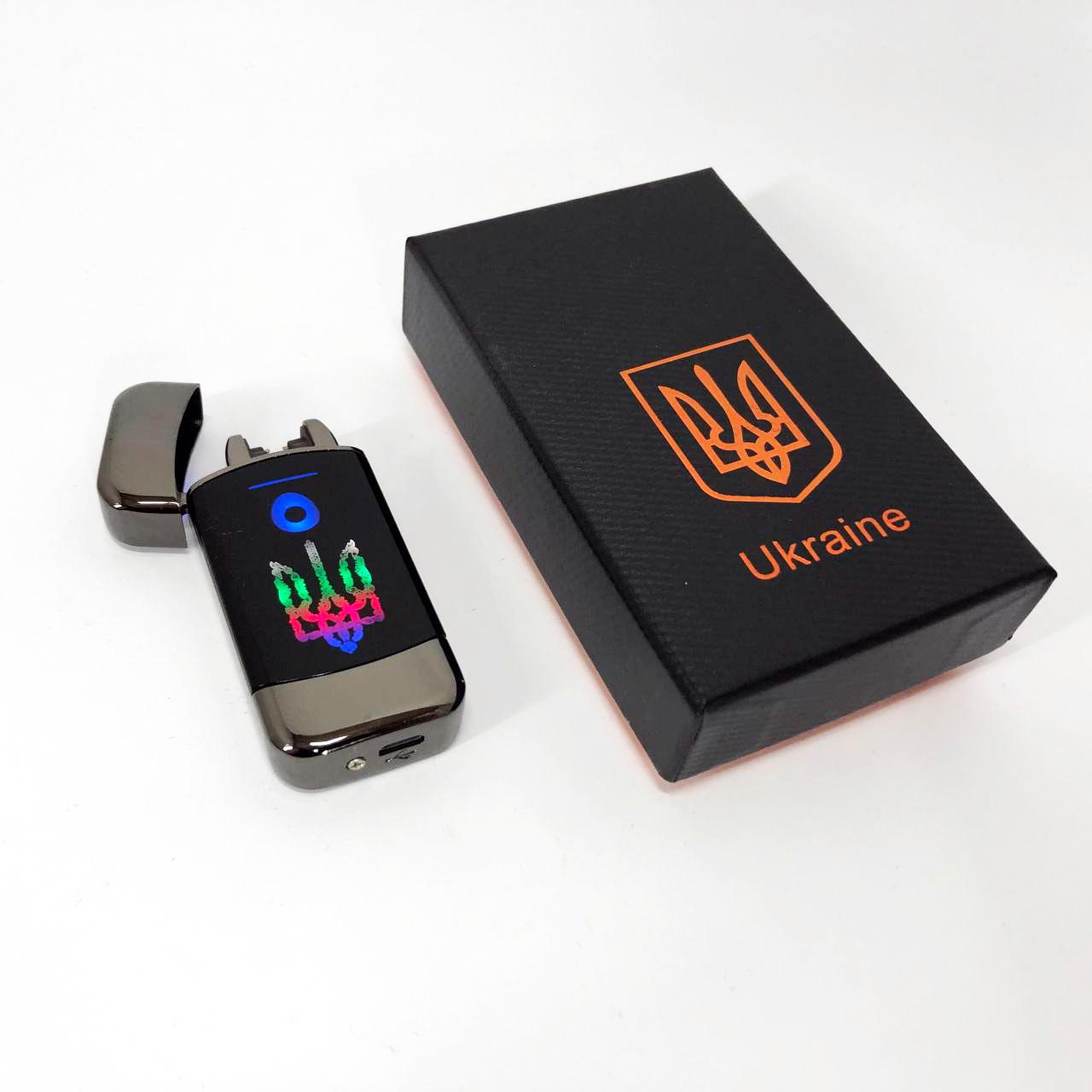 Зажигалка дуговая электроимпульсная зажигалка с USB-зарядкой Украина Lighter с зарядкой Черный (HL-439) - фото 2