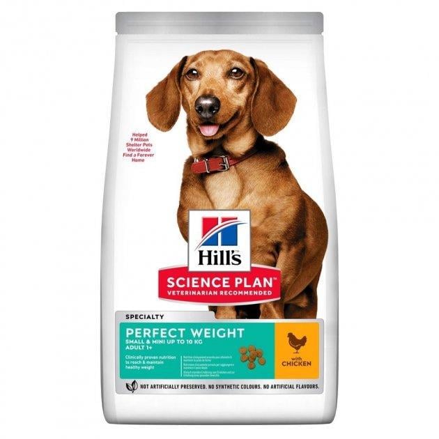 Корм сухой Hill Science Plan Canine Perfect Weight Small&Mini с курицей для собак мелких пород с лишним весом 1,5 кг (52742024783)