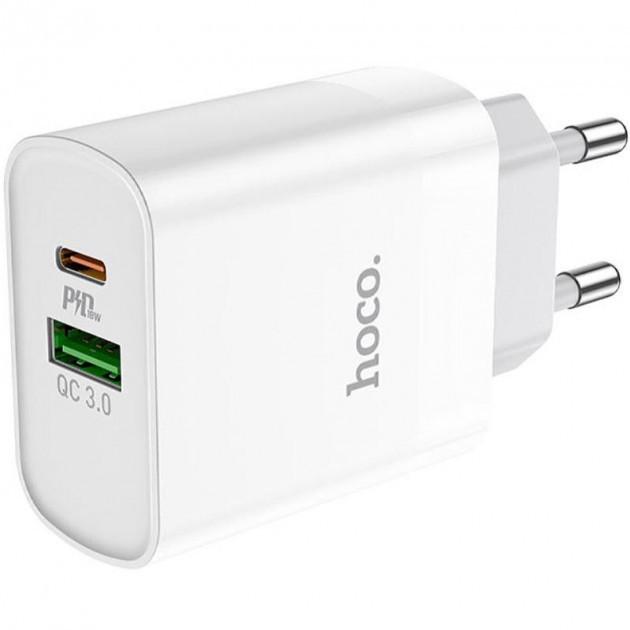 Сетевое зарядное устройство Hoco C80A Rapido 3.1A 18 Вт PD/QC3.0 с кабелем Type-C PD White (1287080212)