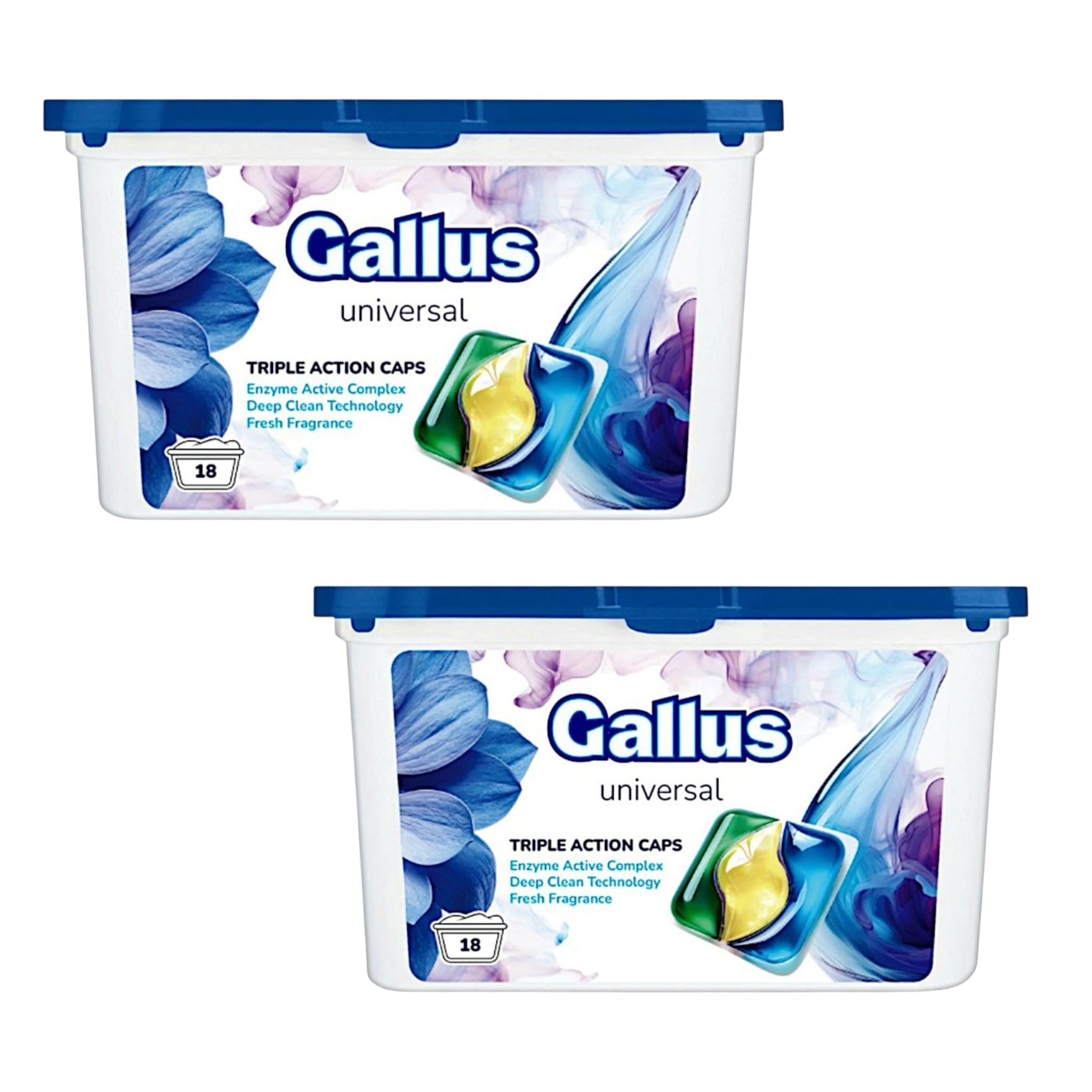 Набор капсулы для машинной стирки Gallus Universal 3в1 18 циклов стирки 18 шт. 2 уп (303538-2)