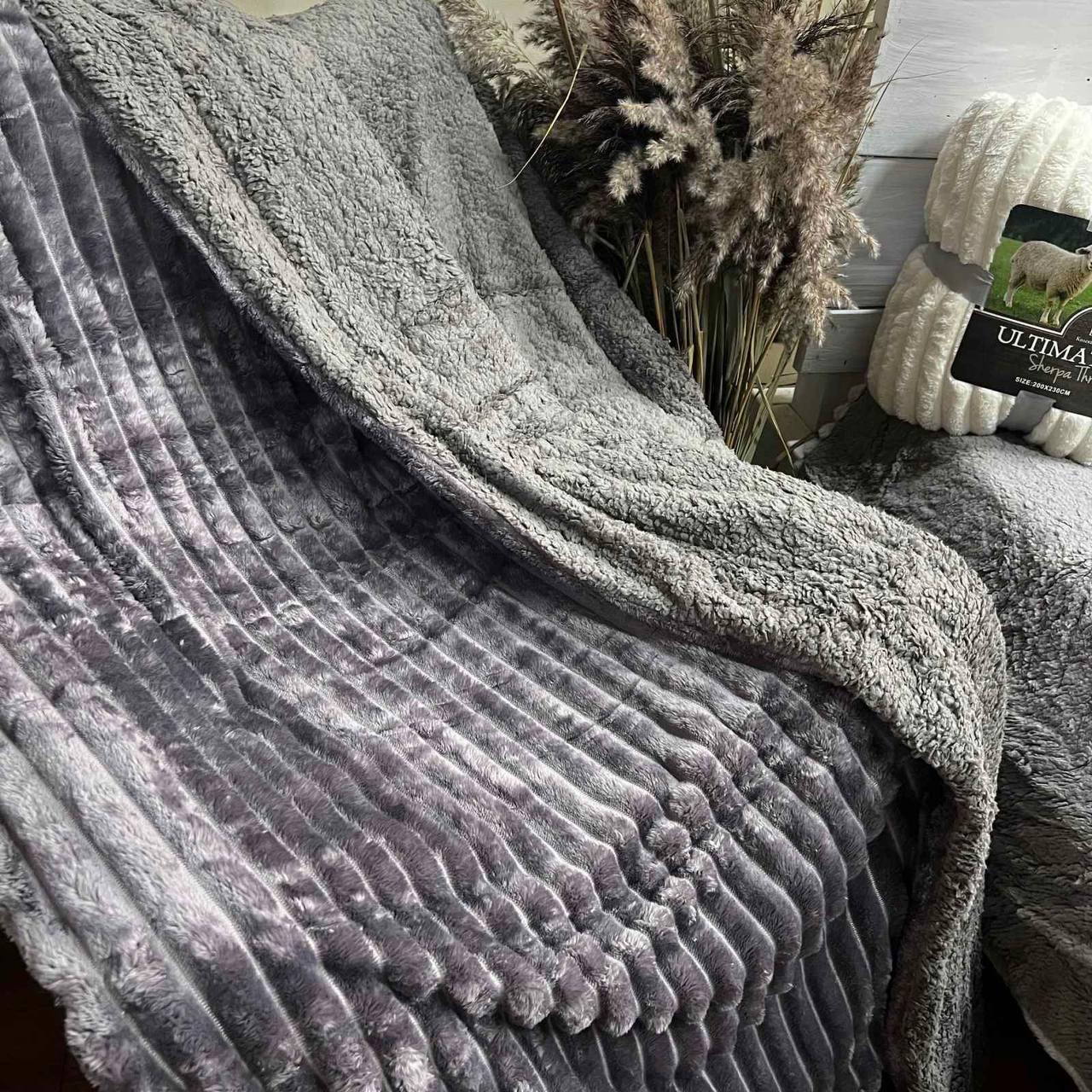 Плед плюшевый-покрывало Epico 200х220 см Серый (Д-mur-pled-ovchina-004)