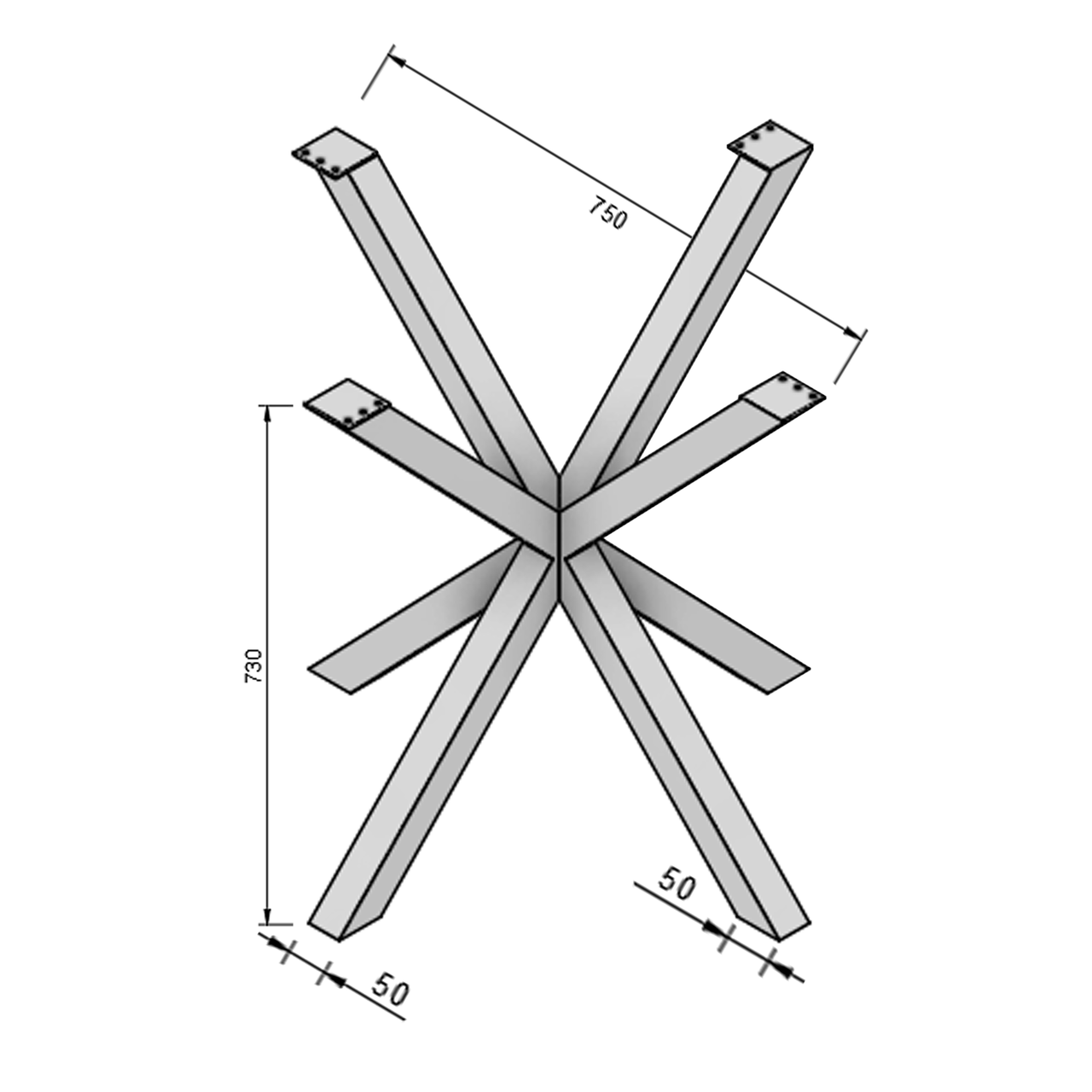 Каркас для столу з металу 750х750 мм H 730 мм Золотий (1197) - фото 5 Каркас для столу з металу 750х750 мм H 730 мм Золотий (1197) - фото 5