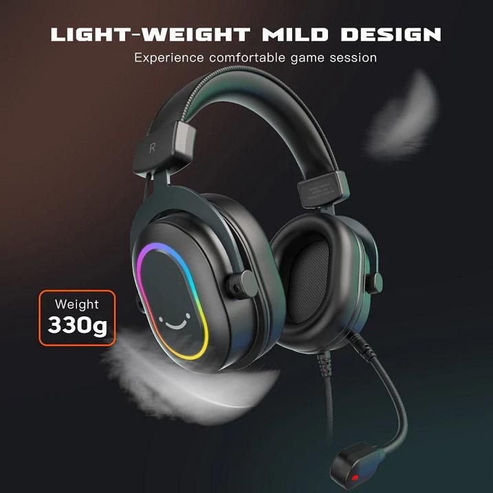 Наушники Fifine H6 USB со съемным микрофоном RGB подсветкой - фото 2