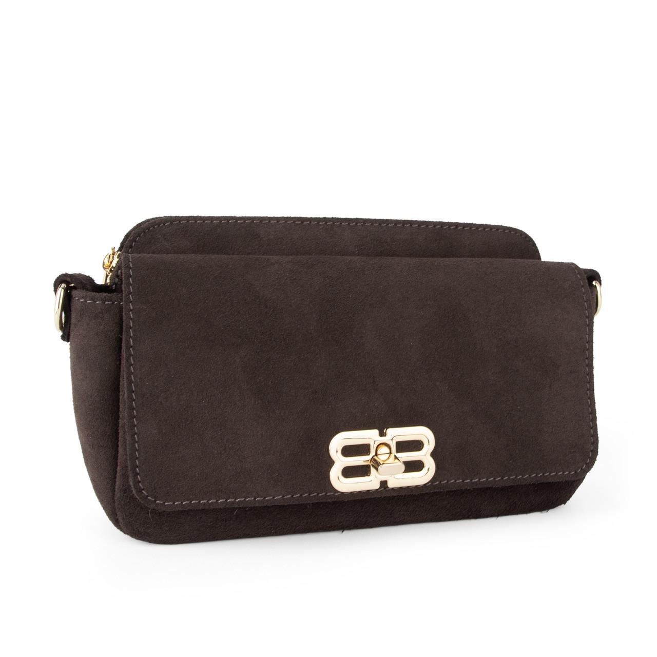 Сумка женская маленькая замшевая на два отделения Virginia Conti 04042 Шоколадный