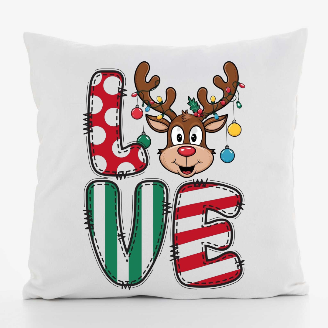 Подушка декоративная с принтом LOVE олень габардин 30х30 см Подушка декоративная с принтом LOVE олень габардин 30х30 см