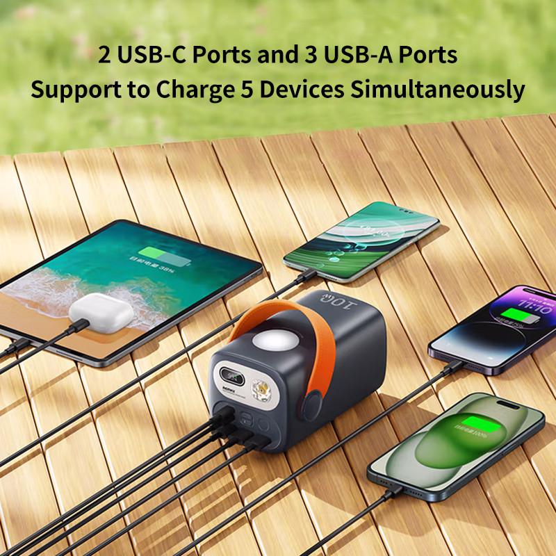 Повербанк для ноутбука 60000 mAh PD100W 2xType-C/3xUSB з швидкою зарядкою 2 ліхтарями та LED-дисплеєм - фото 5