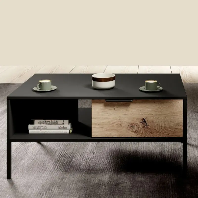 Журнальный столик Perfect Home Rock 97 96,6х60х44,4 см Черный/Дуб артизан (26433310)