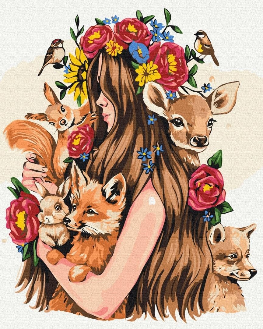 Картина по номерам Brushme BS53746 Берегиня зверей холст на подрамнике 40х50 см (1899287814)