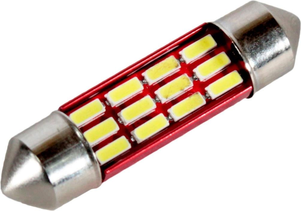Лампочка 2-х цокольная LED T11_C5W SMD Белый 12-диодов 12V-5Вт SV8.5-8 36мм. Cyclone T11-031(36)