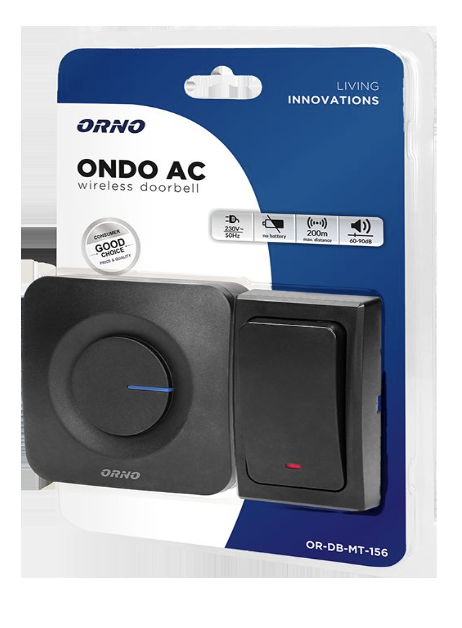 Звонок дверной ORNO ONDO AC беспроводной Черный (OR-DB-MT-156)