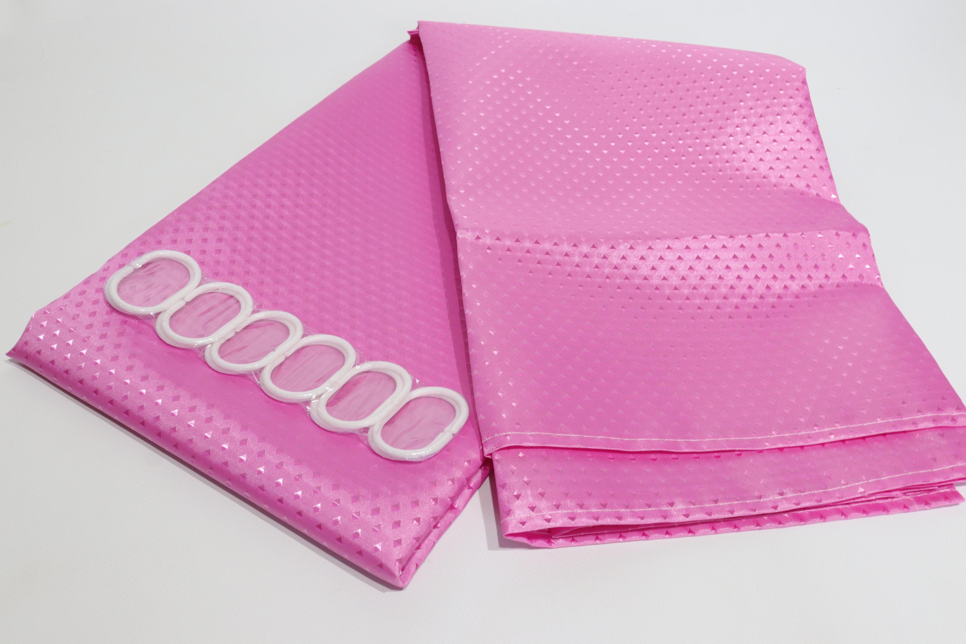 Шторка для ванной длинная однотонная 180x220 см Розовый (6215/pink) - фото 2 Шторка для ванной длинная однотонная 180x220 см Розовый (6215/pink) - фото 2