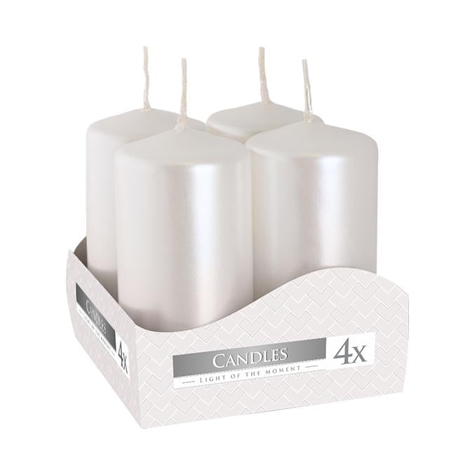 Комплект жемчужных свечек Bispol Цилиндр 4х8 см. (4 шт.) 27373