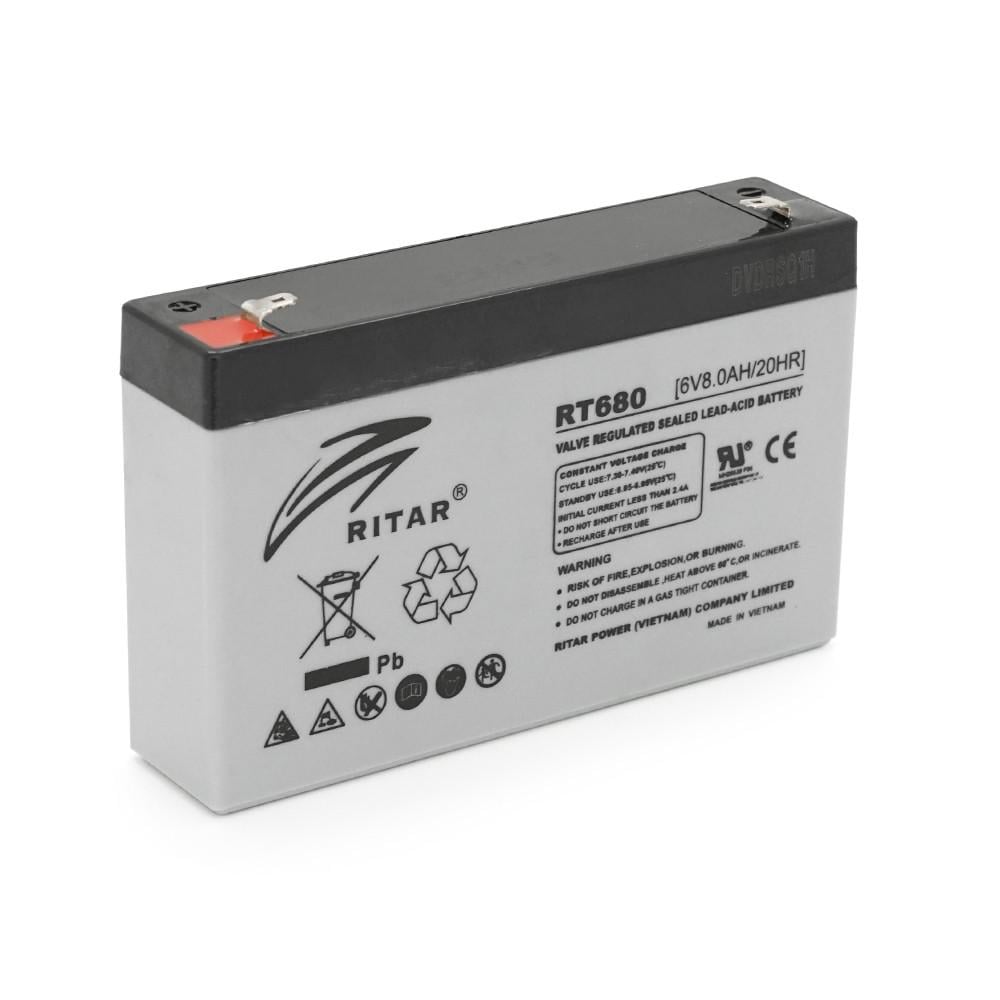 Батарея акумуляторна AGM RITAR RT680 Gray Case 6V 8Ah