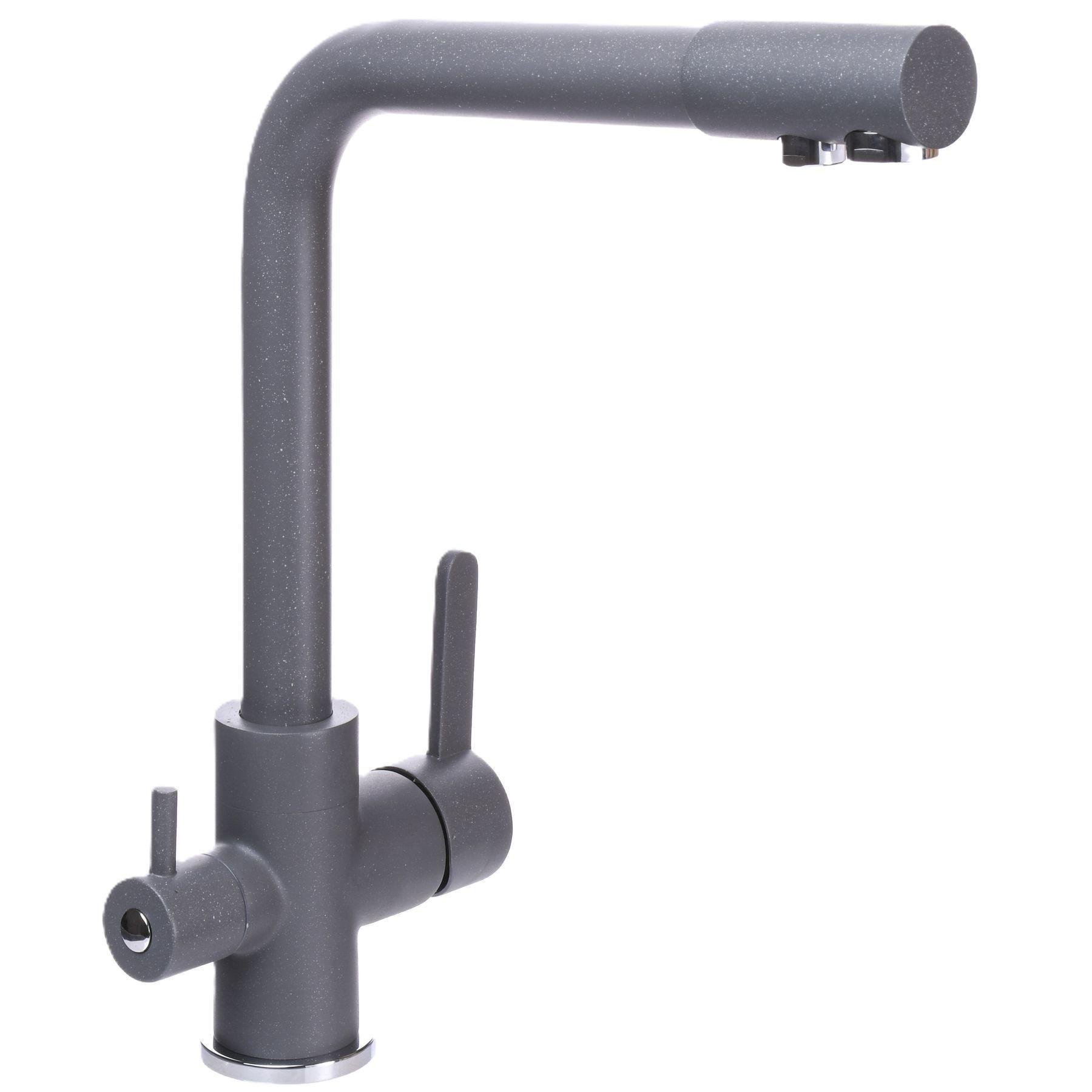 Смеситель для кухни на два выхода фильтр/вода GLux LAZER GLLR-0444-3-TITANIUM Серый (19236)