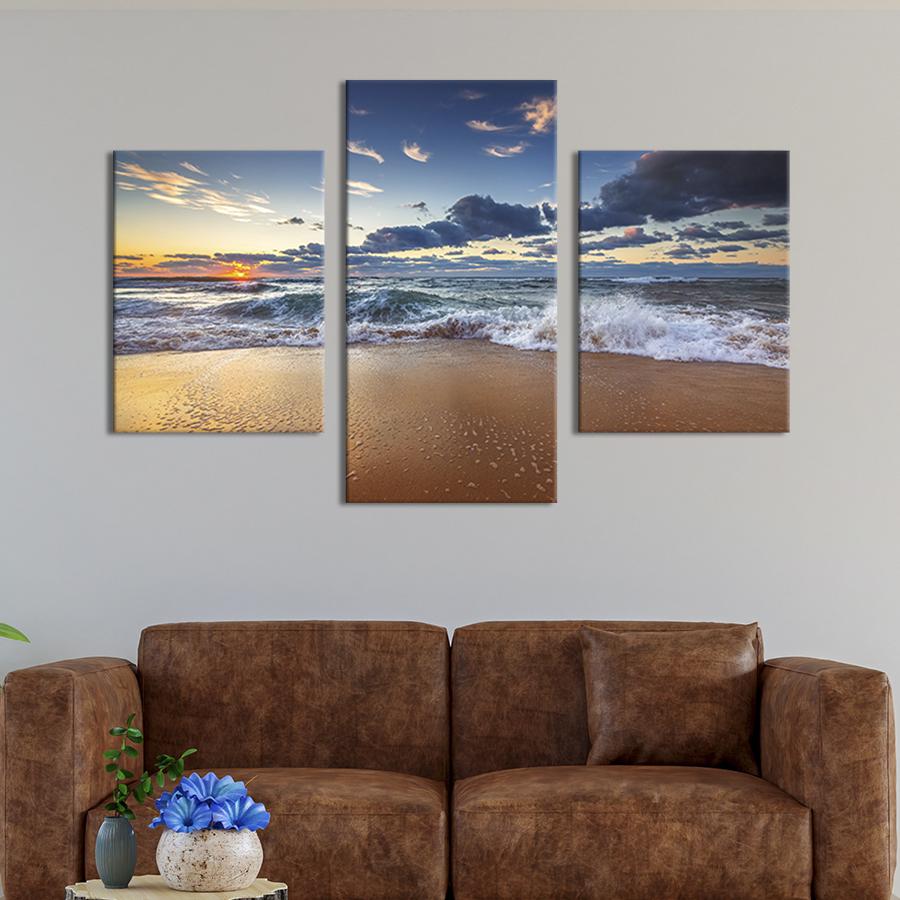 Картина для интерьера Морские волны на берегу 141x90 см (425-32)