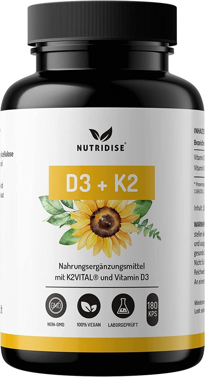 Витамин Nutridise D3 и K2 1000 МЕ D3 и 100 мкг K2 180 капсул (50093NDK-180)