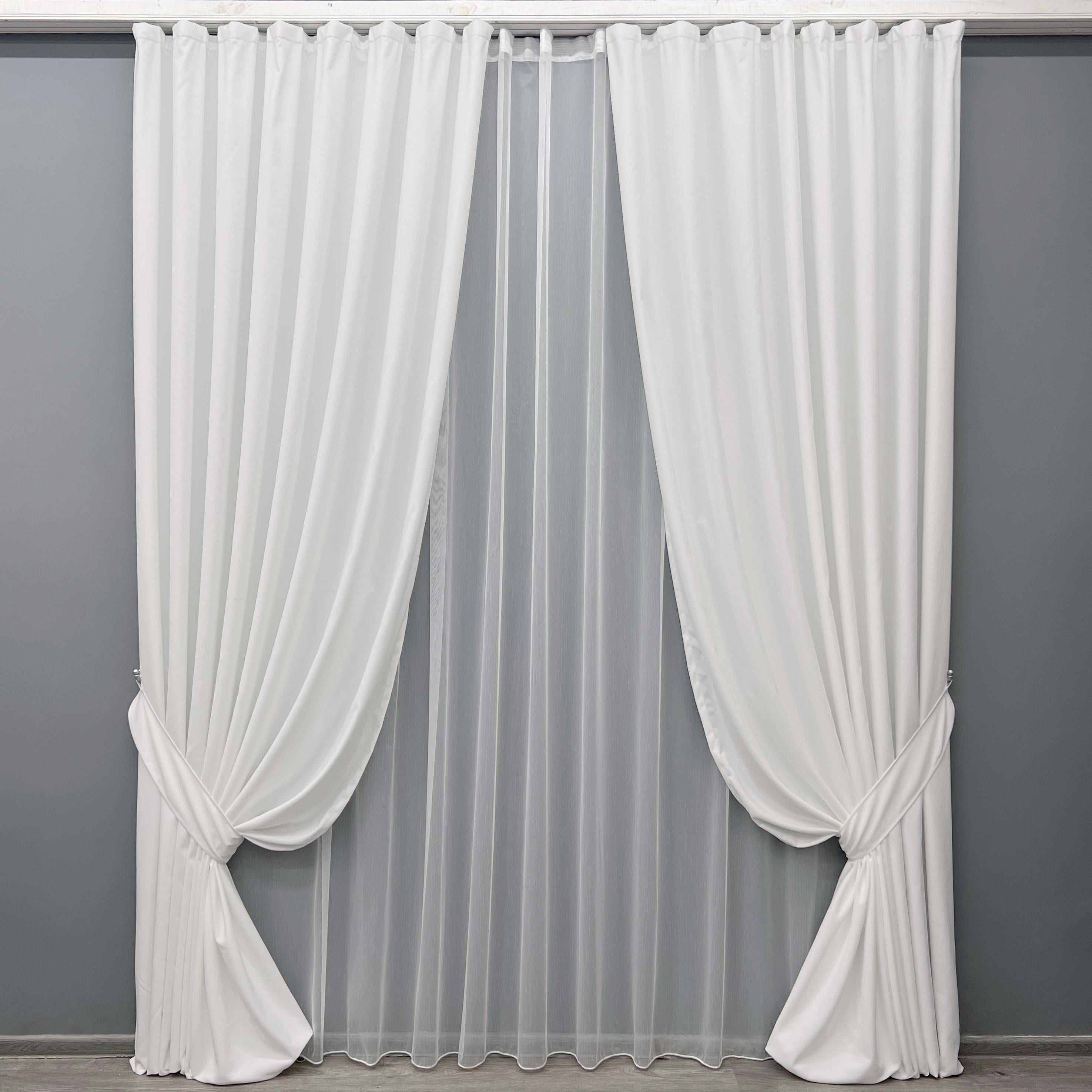 Комплект штор VR-Textil Petek YL №2021ш микровелюр 200х290 см 2 шт. Белый (32-359)