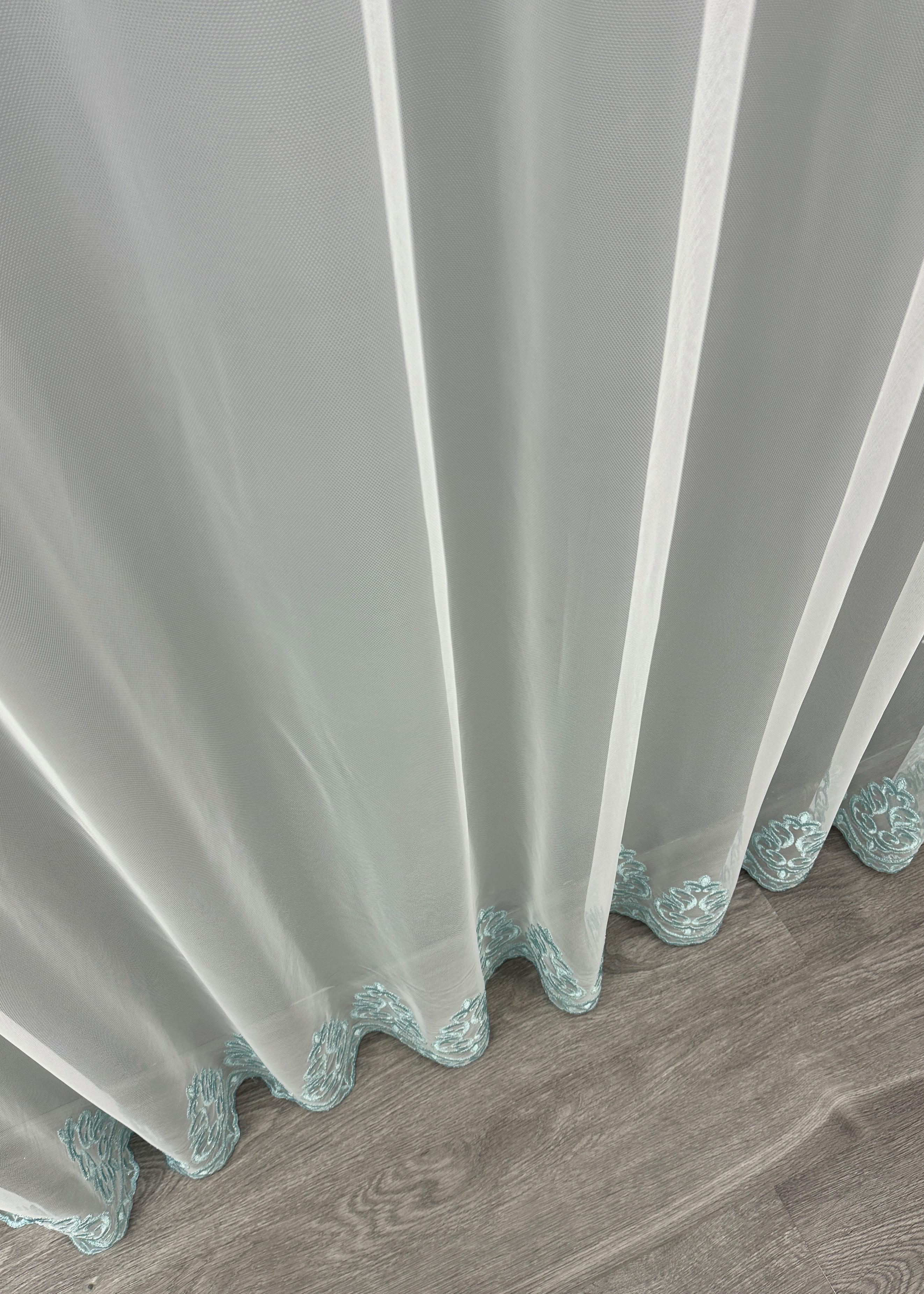 Тюль VR-Textil 1696т Грек-сетка с вышивкой и люрексом 300х270 см Молочный/Бирюзовый (42-0737) - фото 7 Тюль VR-Textil 1696т Грек-сетка с вышивкой и люрексом 300х270 см Молочный/Бирюзовый (42-0737) - фото 7