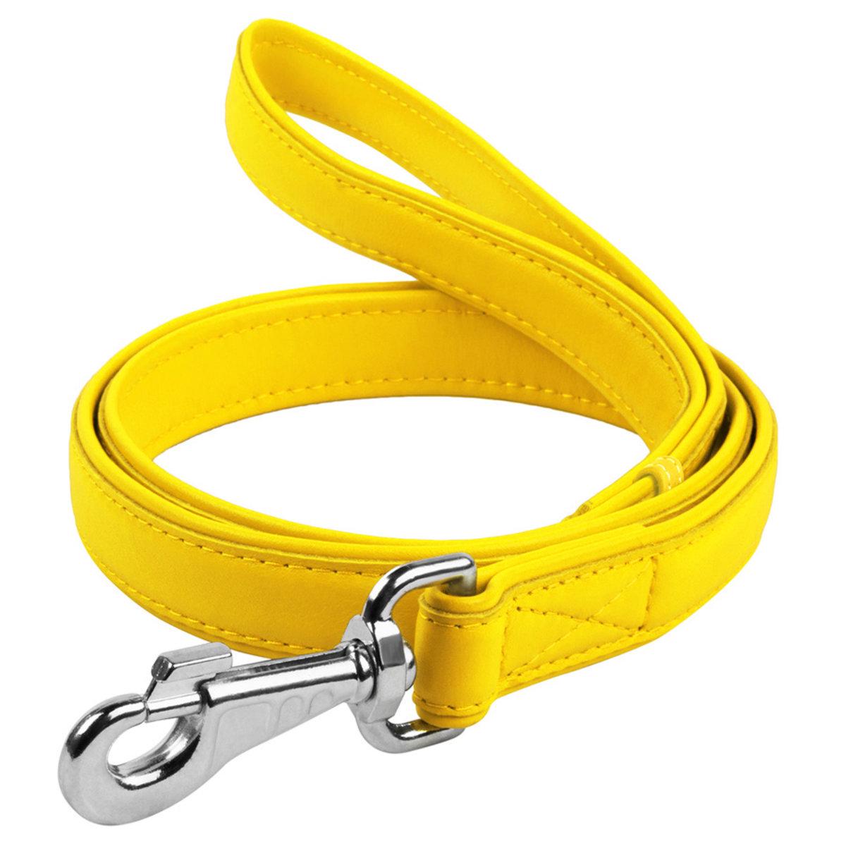Повідець для собак шкіряний Waudog Glamour 25 мм х 122 см Жовтий (33768 Col)