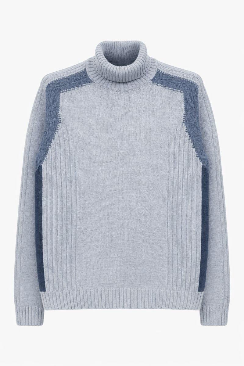 Свитер мужской 127414 с высоким воротником-гольфом L Серо-голубой (49a22708)